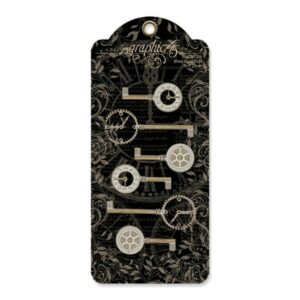 Shabby chic metal clock keys 6pcs