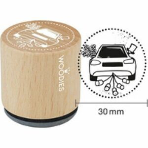 Car with Tins Rubber Stamp